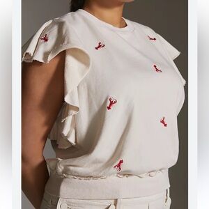 Anthropologie - T.La Lobster Sleeveless Ruffle Sweatshirt